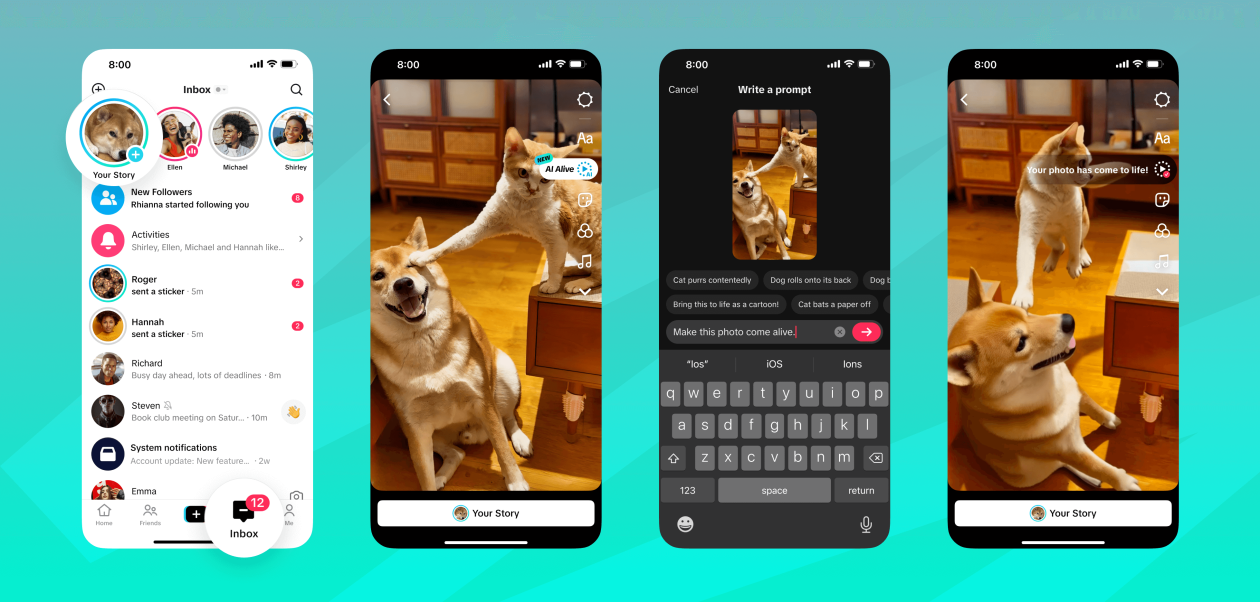 Novo recurso do TikTok usa IA para animar imagens estáticas nos stories