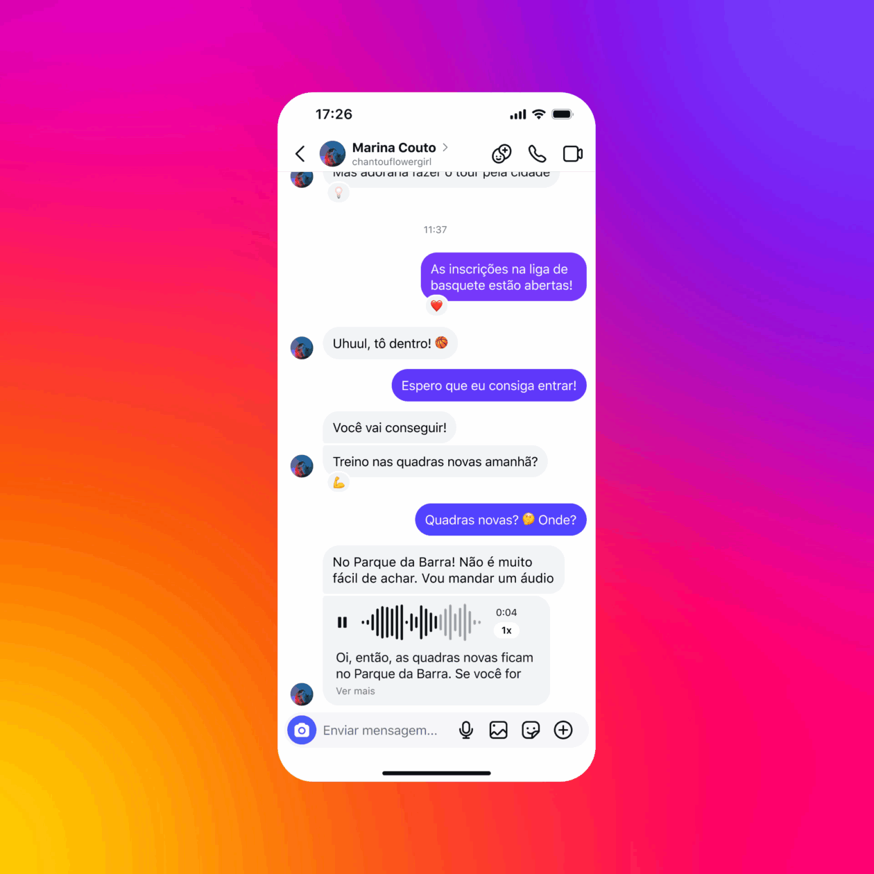 Áudios nas DMs do Instagram ganham transcrições e limite de até 5 minutos