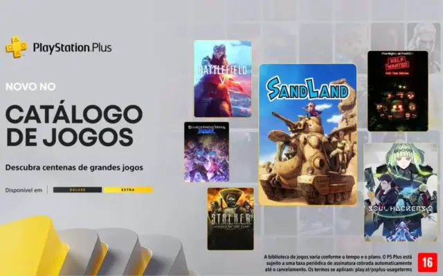 PS Plus Extra e Deluxe de maio traz Sand Land e mais 9 jogos ao catálogo
