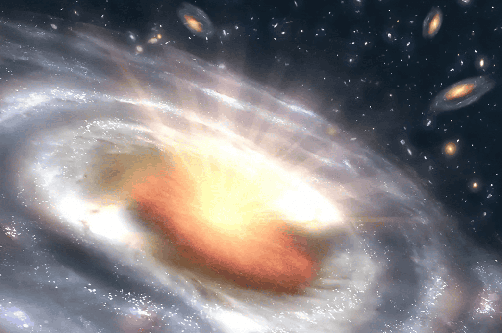 Quasar superpoderoso dispara gás a 30% da velocidade da luz